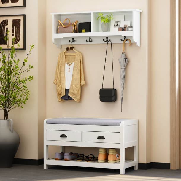 Rosalind Wheeler Lund Hall Tree 36'' Wide with Bench & Reviews Wayfair